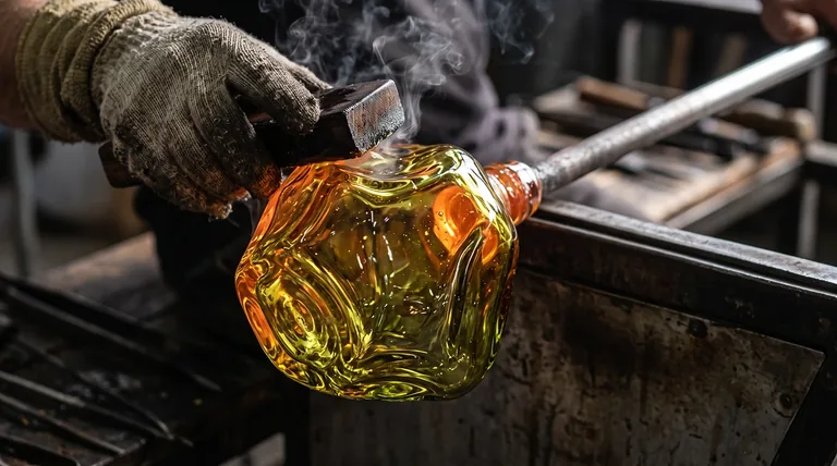 Olune glassmaking concept, heat and craft at the workbench