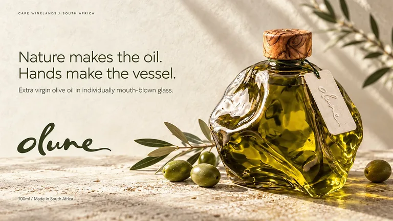 Olune sunlit campaign, nature makes the oil, hands make the vessel