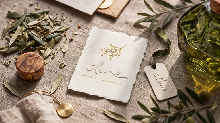 Olune tactile stationery, ribbon, embossing and gold details